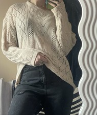 Cream Vintage Knit V Neck