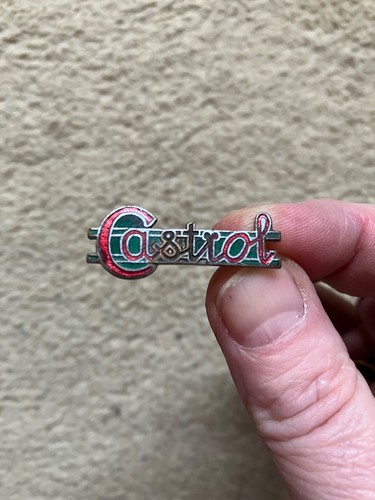 Vintage castrol enameled pin - enameled,