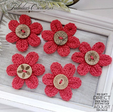 5 Handmade Crochet Red Daisy