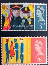 *GB 1965 QEII~SG 665p-666p PHOSPHOR SALVATION ARMY 100 YEARS~Mint Hinged