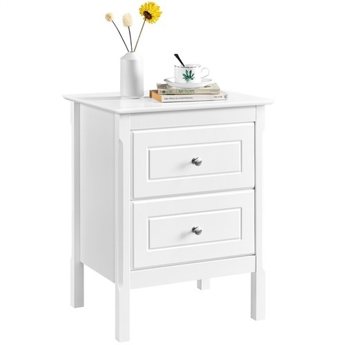 Nightstand table white drawers - nightstand,