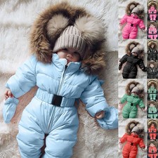 Infant Baby Girls Snowsuit Romper Hooded Warm Outerwear Jacket Jumpsuit Coat