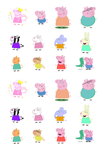 Pink pig family - pink, round