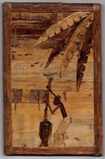 Banana Leaf Picture From Zambia. 1984. Size 20 x 13cm x 8mm thick board.