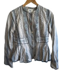 Noa Noa Size S Khaki / Beige Stylish Embroidered Cotton Jacket Size 10 - 12