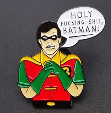 BATMAN ROBIN 60s RETRO HOLY SH#T FUNNY COLLECTABLE ENAMEL PIN BADGE