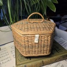 Vintage Sewing Basket Wicker &