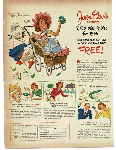 1946 swan soap swanny mascot - swan,