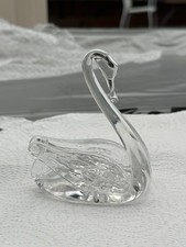 Clear Art Glass Swan Ornament