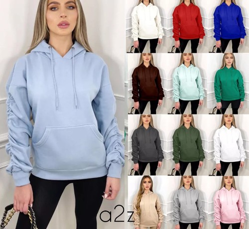 Women ruched sleeve - ruched, hoodie