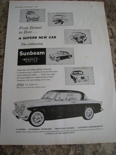 Sunbeam rapier bonnet - sunbeam,