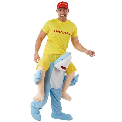 Men blue shark piggyback - blue,