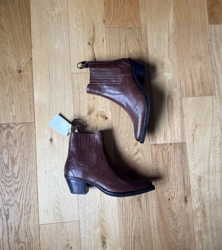 Zara brown leather embroidered - brown,