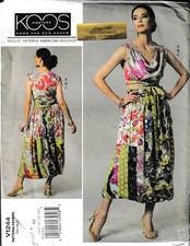 Vogue Designer " Piece Dress Draped Top Skirt & Belt Size 14-20 Sewing Pattern