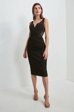 Karen Millen Size 10 Italian Lace Panelled Shift Dress Black BNWT RRP £189