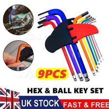Allen Key Set 9PC Hex Metric Ball End Long Wrench 1.5-10mm Alan Keys Repair Tool