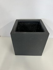Black Poly Stone Cube Planter