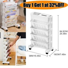 5 Tier Movable Bookshelf Cart