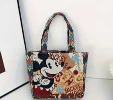 New Mickey Mouse Vintage Style Lined Bag With Zipper And Inner Pocket