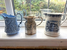 3 Staffordshire Jugs Drabware Milk Masons Chinoiserie 1850 To 1890s