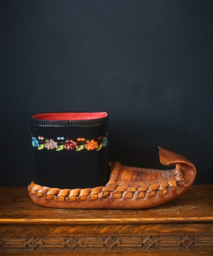 Large vintage leather opanak - large,