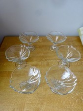 Set of 6 x  Clear Borgonovo Italian Ice Cream Sundae Glass Dish/Bowl - Vintage
