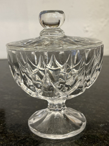 Crystal lidded pedestal dish - pedestal,