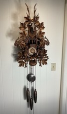 STUNNING Samuel Kammerer Large Hunting Cabin Cuckoo Clock Music Box Dancers