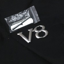 1x Chrome V8 Silver Metal Grille Badge Emblem 3D Engine Car Hybrid Coupe Racing