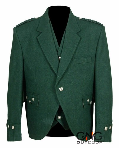 Scottish men green wool kilt - scottish,