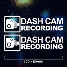 2 x DASH CAM RECORDING Car Van Window Bumper Sticker CCTV Camera