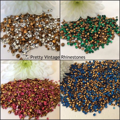 300 vintage rhinestones round - vintage,