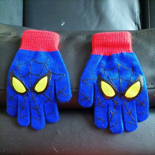 Boy blue spiderman gloves - boy's,