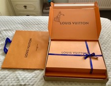 LV Louis Vuitton Orange Blue Ribbon 40.5cm x 29.4cm x 5.4cm Box + Paper Gift Bag