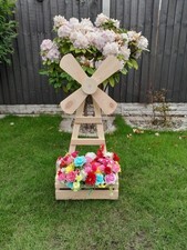 Lovely Wooden Windmill flower  Planter Garden ornament 