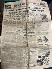 ORIGINAL NEWS CHRONICLE NEWSPAPER 1st December  1939- OUTSET OF WWII EUROPE