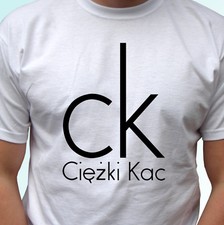 Kac biala smieszna koszulka