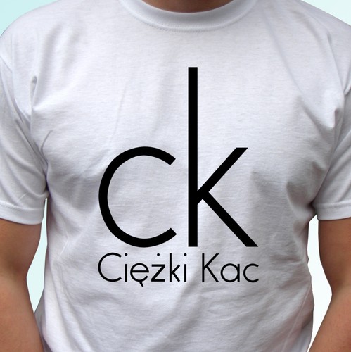 Kac biala smieszna koszulka