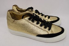 DKNY Gold Black Leather Lace Up Sneakers Trainers Shoes UK 8.5 - E08