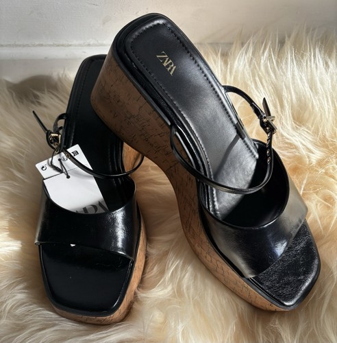Bnwt zara black - cord, wedge