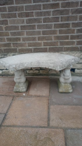 Concrete garden bench squirrel - garden,