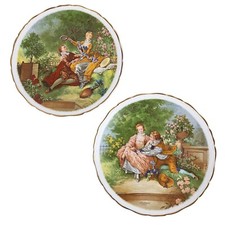 2 Romantic Scene Fragonard France Decorative Plates Royal Fine Bone China