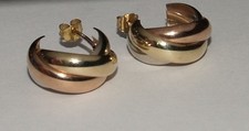 9ct Tri-Colour Gold Hoop Earrings