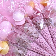 VEGAN Pink Personalised Pre-filled sweet cones for girls