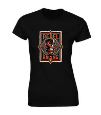 REBEL RACING LADIES T SHIRT COOL CLASSIC CAR MOTORBIKE MOTORCYCLE DESIGN TOP