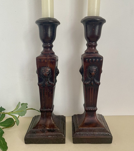Antique candlesticks pair - antique,