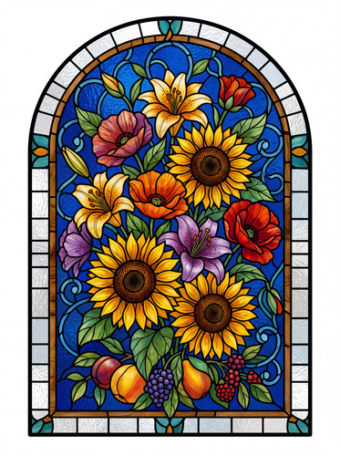 Floral stained glass window - floral,