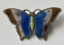 Original 1930s Art Deco Silver Enamel Butterfly Brooch.