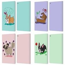 OFFICIAL GRACE ILLUSTRATION DOGS LEATHER BOOK WALLET CASE COVER FOR AMAZON FIRE