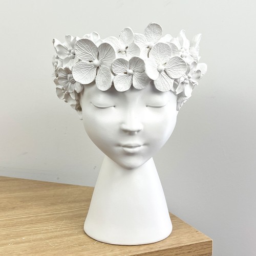 White head face planter - head, house